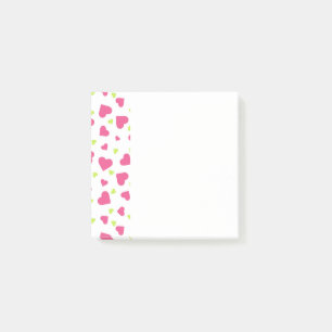 Niedliches rosa und grünes Herz-Kreislauf-Muster Post-it Klebezettel