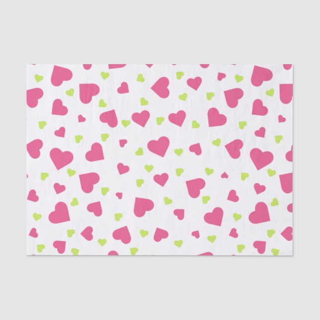 Niedliches rosa und grünes Herz-Kreislauf-Muster Seidenpapier (Vorderseite)