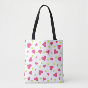 Niedliches rosa und grünes Herz-Kreislauf-Muster Tasche