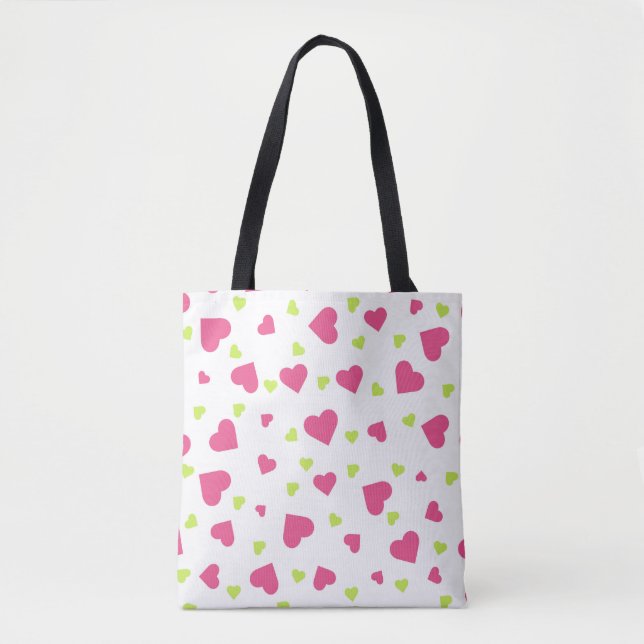 Niedliches rosa und grünes Herz-Kreislauf-Muster Tasche (Vorderseite)