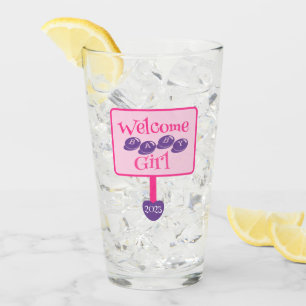 Niedliches Rosa und Lila Baby Girl Dusche Wegweise Glas