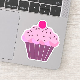 Niedliches Rosa und Lila Cupcake Aufkleber