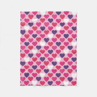 Niedliches Rosa und Lila Herz Romantisches Muster Fleecedecke