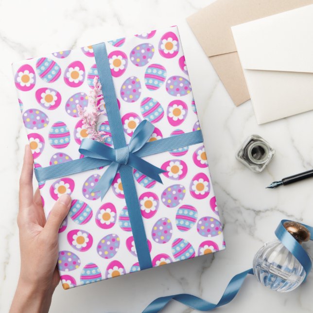 Niedliches rosa und Lila Ostereier Muster Geschenkpapier (Schenken)