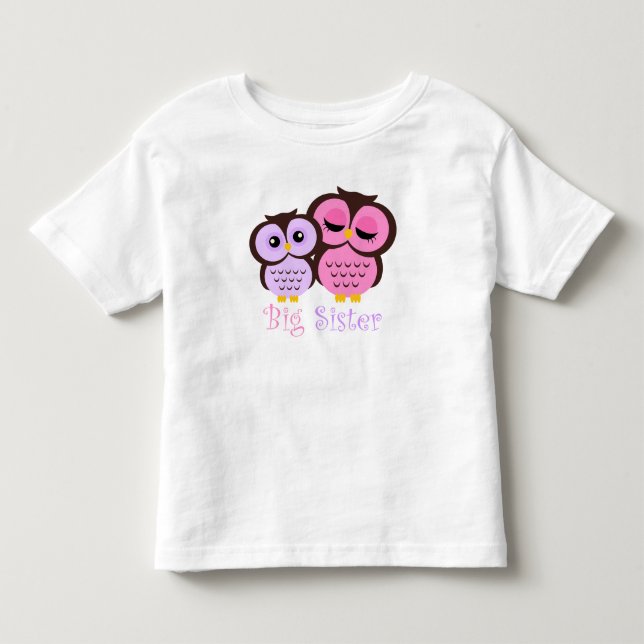 Niedliches Rosa und Lila Owls Große Schwester Kleinkind T-shirt (Vorderseite)
