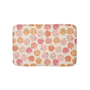 Niedliches rosa und orangefarbenes Apfelmuster Badematte