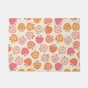Niedliches rosa und orangefarbenes Apfelmuster Fußmatte