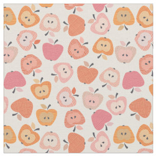 Niedliches rosa und orangefarbenes Apfelmuster Stoff