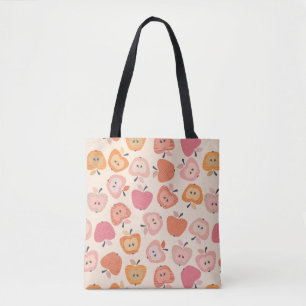 Niedliches rosa und orangefarbenes Apfelmuster Tasche