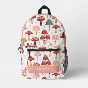 Niedliches Rosa- und Rot-Pilzmuster Bedruckter Rucksack