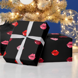 niedliches rosa und rote Lippen Geschenkpapier