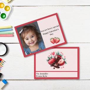 Niedliches Rosa und Rotes Berry Foto Klassenzimmer Mitteilungskarte
