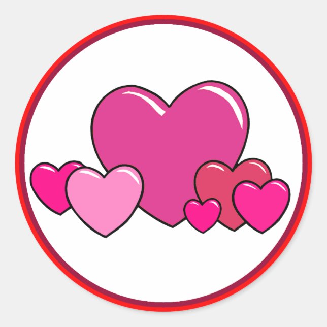 Niedliches Rosa und Rotes Herz Runder Aufkleber (Vorderseite)