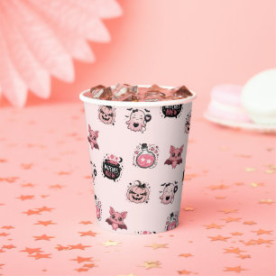 Niedliches Rosa- und Schwarz-Geister-Halloween-Par Pappbecher