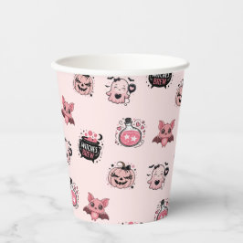 Niedliches Rosa- und Schwarz-Geister-Halloween-Par Pappbecher