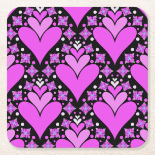 Niedliches rosa und schwarz modernes Design Rechteckiger Pappuntersetzer
