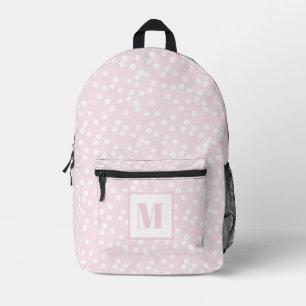 Niedliches Rosa und Weiß Punkte Mit Monogramm Kind Bedruckter Rucksack