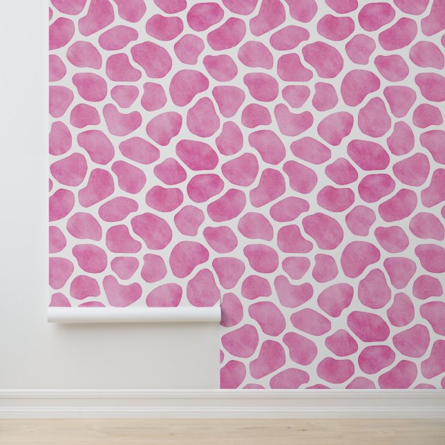 Niedliches Rosa und Weiße Giraffe-Muster Tapete (Anwendung)