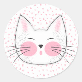 Niedliches Rosa und Weiße Japanische Kitekatze Runder Aufkleber