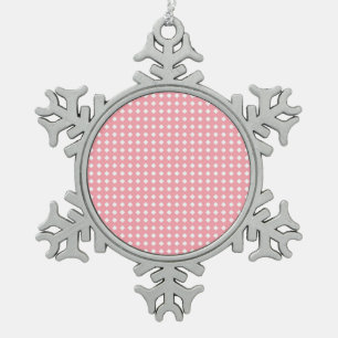 Niedliches rosa und weißes geometrisches Muster Schneeflocken Zinn-Ornament