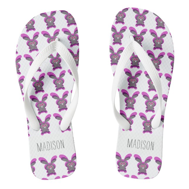 Niedliches Rosa und Weißes Ostern Personalisiert Flip Flops (Fußbett)