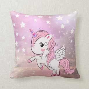 Niedliches rosa Unicorn Stardust Kissen