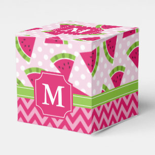 Niedliches rosa Wassermelone-Polka-Punkt-Zickzack Geschenkschachtel