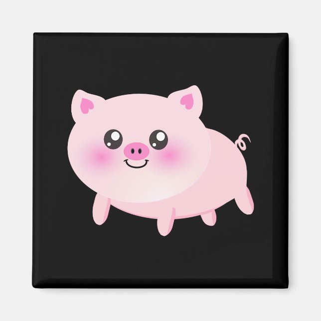 Niedliches rosafarbenes Schwein Magnet (Vorne)