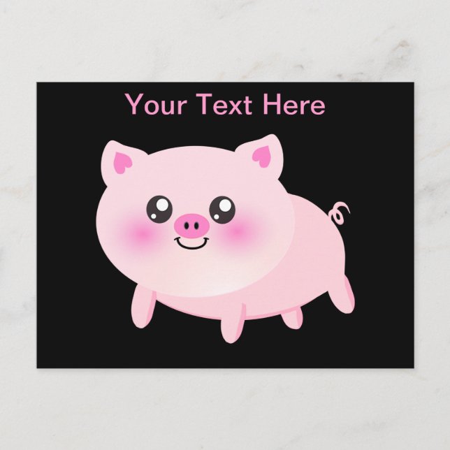 Niedliches rosafarbenes Schwein Postkarte (Vorderseite)