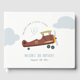 Niedliches Rost Green Blue Biplane Wolkenherz Gebu Gästebuch