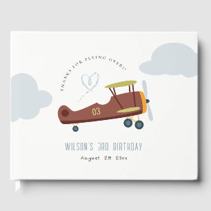 Niedliches Rost Green Blue Biplane Wolkenherz Gebu Gästebuch