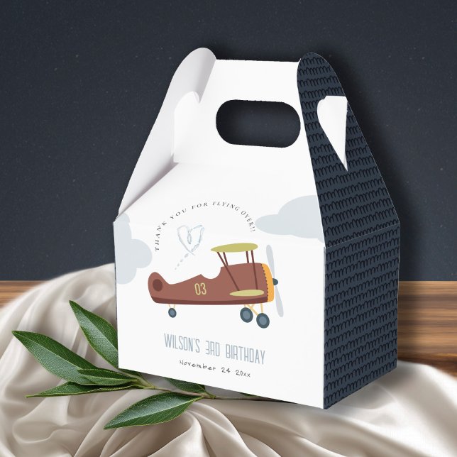 Niedliches Rost Green Blue Biplane Wolkenherz Gebu Geschenkschachtel (Von Creator hochgeladen)