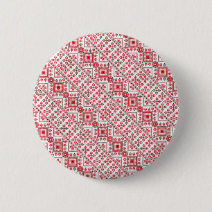 Niedliches, rot dekoratives ukrainisches Muster Button