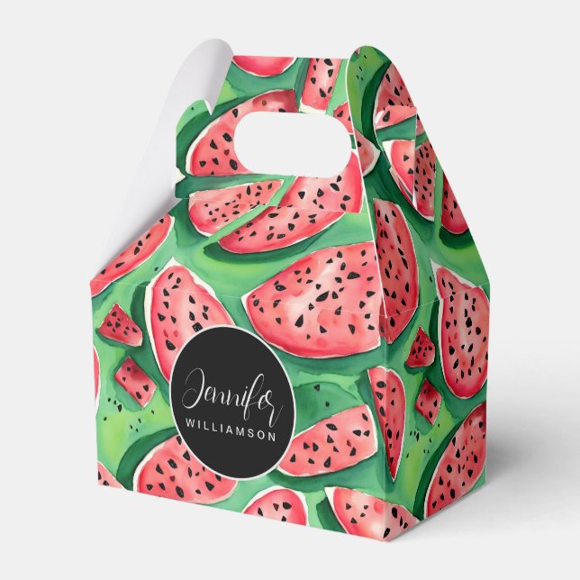 Niedliches Rot-Grün-Wassermelone-Muster Geschenkschachtel (Vorderseite)