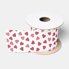 Niedliches Rot-Rot-Rosa-Muster Satinband