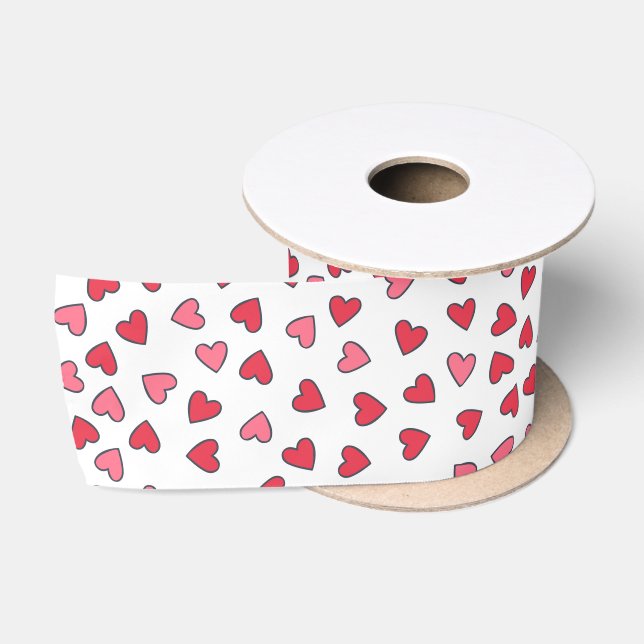 Niedliches Rot-Rot-Rosa-Muster Satinband (Spule)