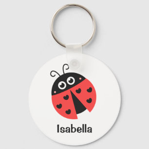 Niedliches Rot und Schwarze Ladybug mit Herz für M Schlüsselanhänger