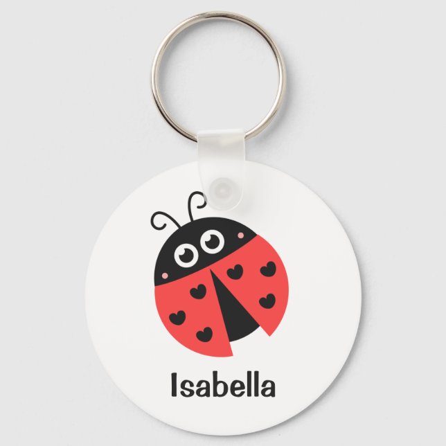 Niedliches Rot und Schwarze Ladybug mit Herz für M Schlüsselanhänger (Vorderseite)