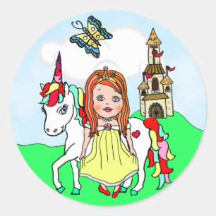 Niedliches rotes behaartes Prinzessin-und Runder Aufkleber