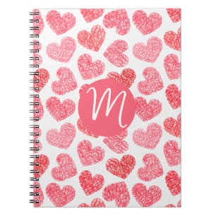 Niedliches rotes doodled Heart Valentine's Day Mon Notizblock