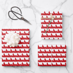Niedliches, rotes, doppelzentriges Muster Geschenkpapier Set