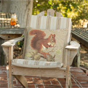 Niedliches Rotes Eichhörnchen auf Imitaten Jute Bu Kissen