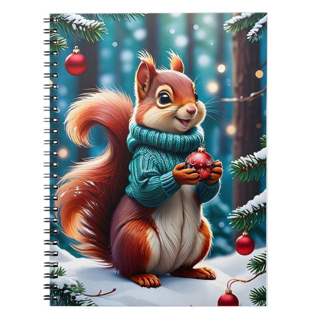 Niedliches Rotes Eichhörnchen in den Weihnachtsbal Notizblock (Vorderseite)