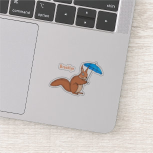 Niedliches Rotes Eichhörnchen mit Cartoon Aufkleber