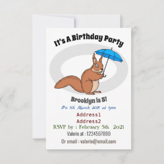 Niedliches Rotes Eichhörnchen mit Cartoon Einladung