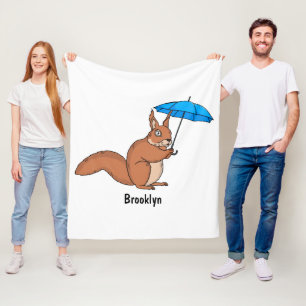 Niedliches Rotes Eichhörnchen mit Cartoon Fleecedecke