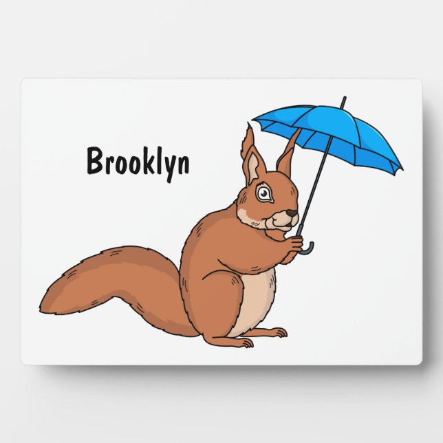 Niedliches Rotes Eichhörnchen mit Cartoon Fotoplatte (Vorderseite)