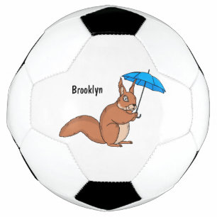 Niedliches Rotes Eichhörnchen mit Cartoon Fußball