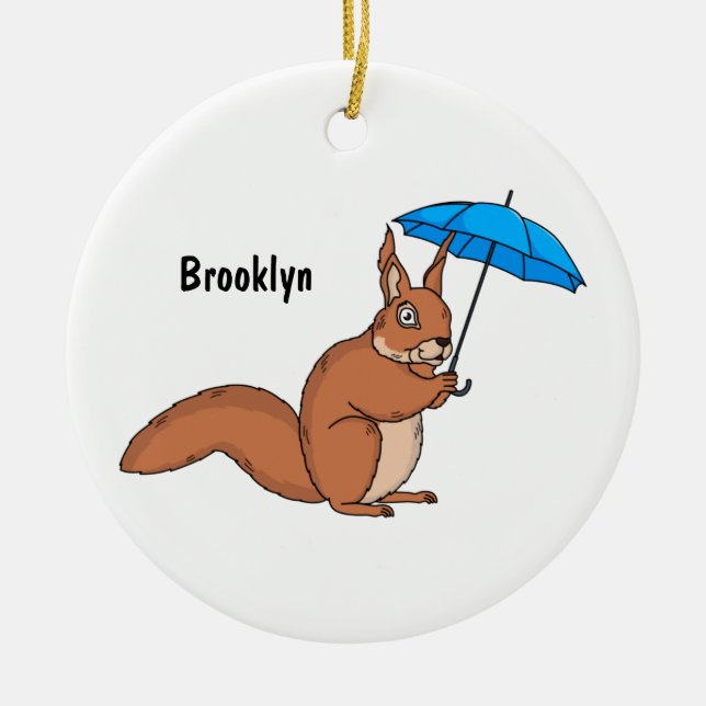 Niedliches Rotes Eichhörnchen mit Cartoon Keramik Ornament (Vorne)