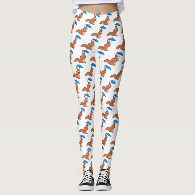 Niedliches Rotes Eichhörnchen mit Cartoon Leggings (Vorderseite)